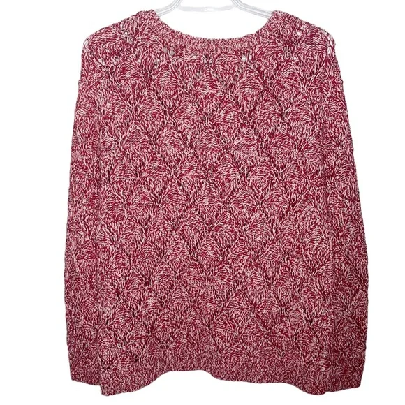 Tommy Hilfiger Heather red Diamond chunky knit cotton sweater with Pom-poms XL - Picture 2 of 10